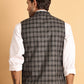 Black Checked Nehru Jacket ( JOWC 4115Charcoal )