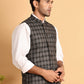 Black Checked Nehru Jacket ( JOWC 4115Charcoal )