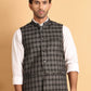 Black Checked Nehru Jacket ( JOWC 4115Charcoal )