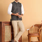 Black Checked Nehru Jacket ( JOWC 4115Charcoal )