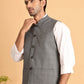 Checked Nehru Jacket for Men ( JOWC 4116Grey )