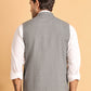Checked Nehru Jacket for Men ( JOWC 4116Grey )
