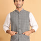 Checked Nehru Jacket for Men ( JOWC 4116Grey )