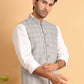 Checked Nehru Jacket for Men ( JOWC 4116Light-Grey )