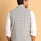 Checked Nehru Jacket for Men ( JOWC 4116Light-Grey )