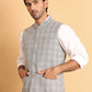 Checked Nehru Jacket for Men ( JOWC 4116Light-Grey )