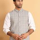 Checked Nehru Jacket for Men ( JOWC 4116Light-Grey )