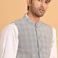 Checked Nehru Jacket for Men ( JOWC 4116Light-Grey )