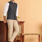 Navy Striped Woven Nehru Jacket for Men ( JOWC 4117Navy )