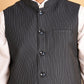 Navy Striped Woven Nehru Jacket for Men ( JOWC 4117Navy )