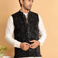 Black Embroidered Nehru Jacket  for Men ( JOWC 4118Black )