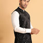 Black Embroidered Nehru Jacket  for Men ( JOWC 4118Black )