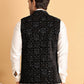 Black Embroidered Nehru Jacket  for Men ( JOWC 4118Black )