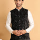 Black Embroidered Nehru Jacket  for Men ( JOWC 4118Black )