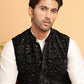 Black Embroidered Nehru Jacket  for Men ( JOWC 4118Black )