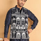 Navy Blue Embroidered Velvet Nehru Jacket for Men ( JOWC 4119Navy )