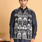 Navy Blue Embroidered Velvet Nehru Jacket for Men ( JOWC 4119Navy )