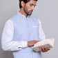 Woven Design Nehru Jacket For Men ( JOWC 4120Blue )