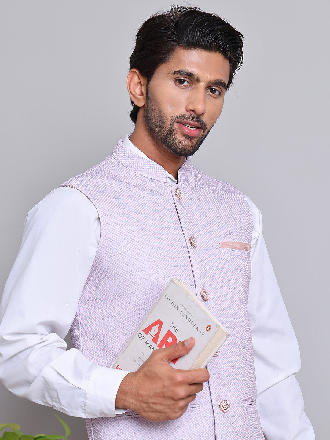 Woven Design Nehru Jacket For Men ( JOWC 4120Purple )