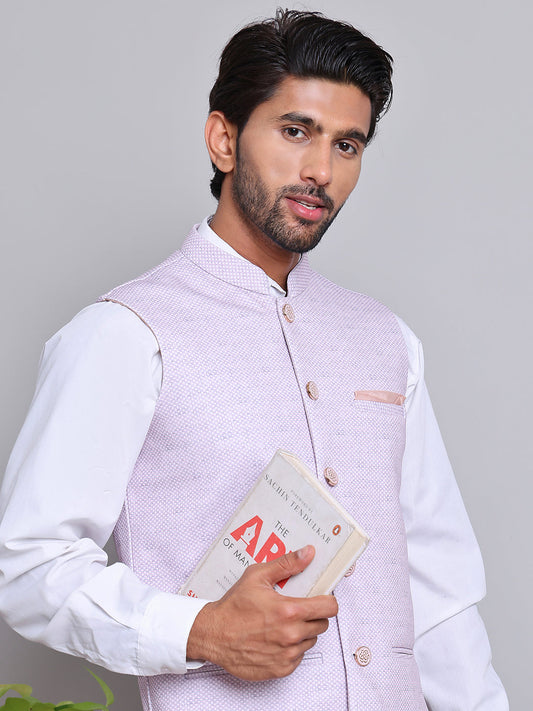 Woven Design Nehru Jacket For Men ( JOWC 4120Purple )
