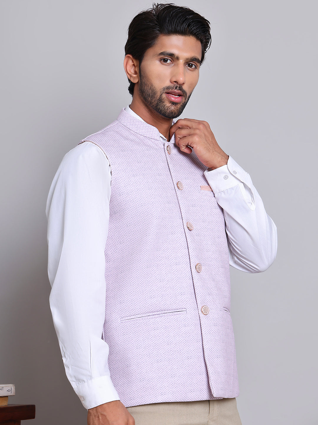 Woven Design Nehru Jacket For Men ( JOWC 4120Purple )