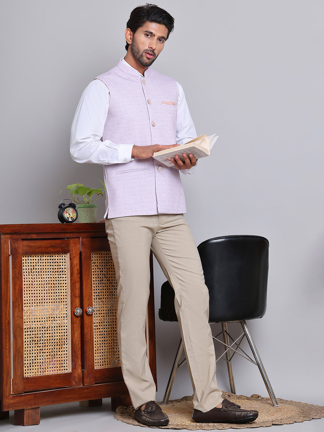 Woven Design Nehru Jacket For Men ( JOWC 4120Purple )