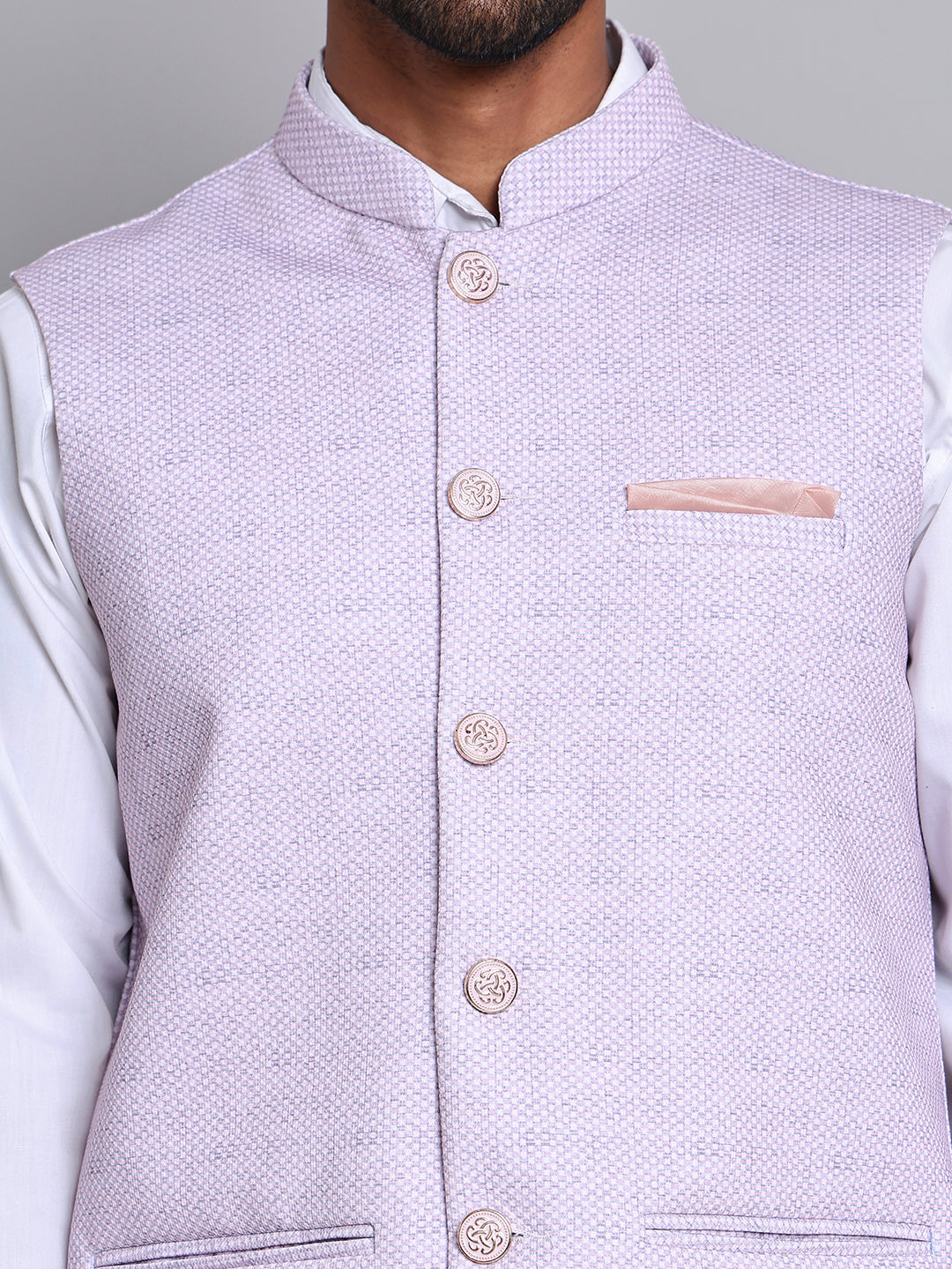 Woven Design Nehru Jacket For Men ( JOWC 4120Purple )
