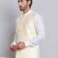 Embroidered Nehru Jacket For Men ( JOWC 4121Yellow )