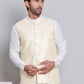 Embroidered Nehru Jacket For Men ( JOWC 4121Yellow )
