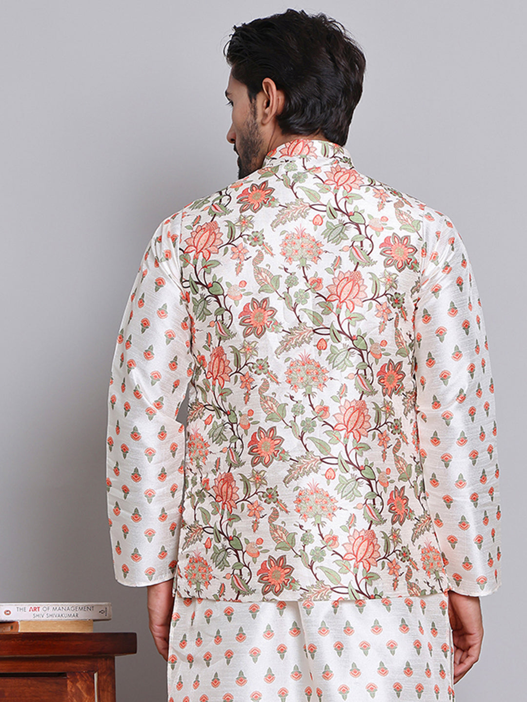 Digital Printed Nehru Jacket For Men ( JOWC 4122Cream )