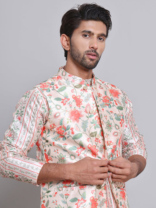 Digital Printed Nehru Jacket For Men ( JOWC 4122Golden )
