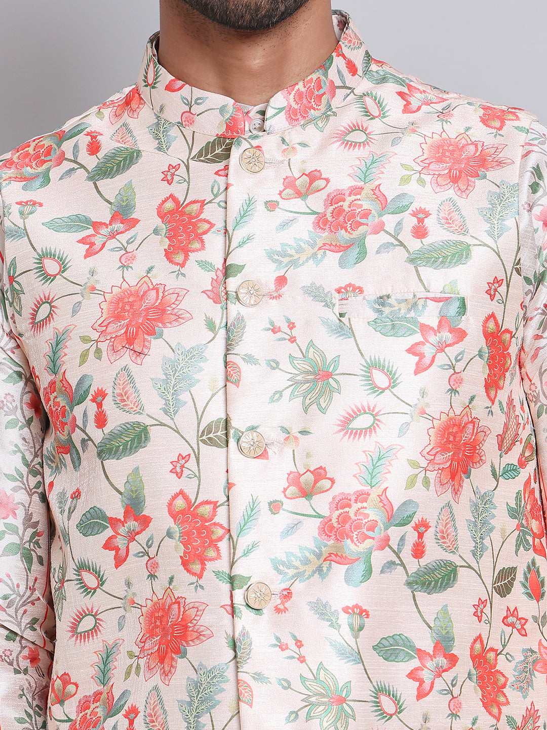 Digital Printed Nehru Jacket For Men ( JOWC 4122Golden )