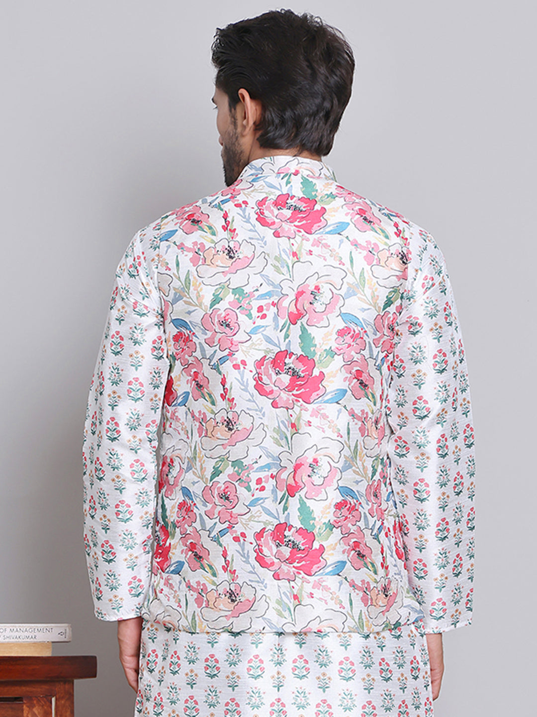 Digital Printed Nehru Jacket For Men ( JOWC 4122White )