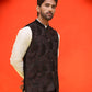 Black Embroidered Velvet Nehru Jacket for Men ( JOWC 4123 Black )