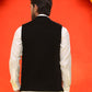 Black Embroidered Velvet Nehru Jacket for Men ( JOWC 4123 Black )