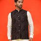 Black Embroidered Velvet Nehru Jacket for Men ( JOWC 4123 Black )