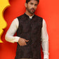 Black Embroidered Velvet Nehru Jacket for Men ( JOWC 4123 Black )