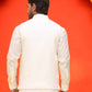 White Embroidered Silk Blend Nehru Jacket for Men ( JOWC 4124 White )