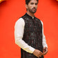 Black Embroidered Velvet Nehru Jacket for Men ( JOWC 4125 Black )