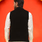 Black Embroidered Velvet Nehru Jacket for Men ( JOWC 4125 Black )