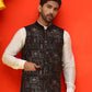 Black Embroidered Velvet Nehru Jacket for Men ( JOWC 4125 Black )