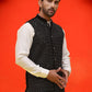 Black Embroidered Velvet Nehru Jacket for Men ( JOWC 4126 Black )