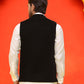 Black Embroidered Velvet Nehru Jacket for Men ( JOWC 4126 Black )