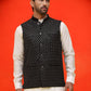 Black Embroidered Velvet Nehru Jacket for Men ( JOWC 4126 Black )