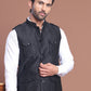 Black Soild Nehru Jacket for Men ( JOWC 4128 Black )
