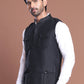Black Soild Nehru Jacket for Men ( JOWC 4128 Black )