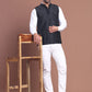 Black Soild Nehru Jacket for Men ( JOWC 4128 Black )