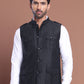 Black Soild Nehru Jacket for Men ( JOWC 4128 Black )
