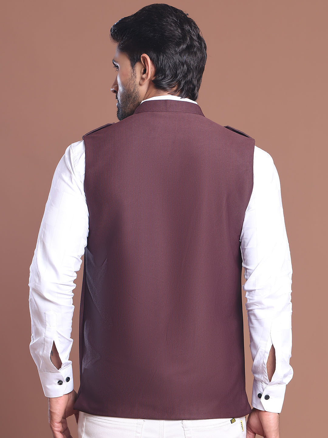 Maroon Soild Nehru Jacket for Men ( JOWC 4128 Maroon )