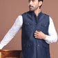 Navy Blue Soild Nehru Jacket for Men ( JOWC 4128 Navy )